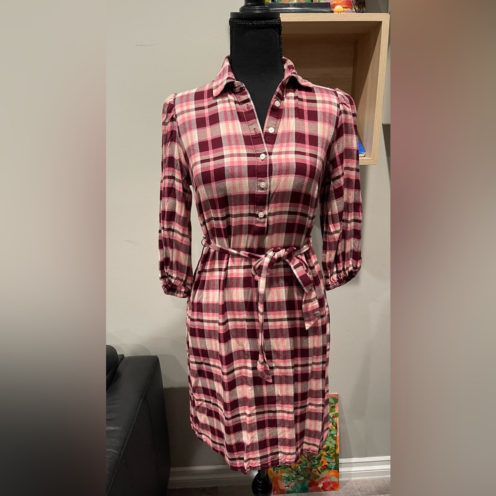 Loft Pink Plaid Mini Dress
